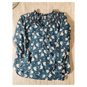 J. Crew floral denim shirt